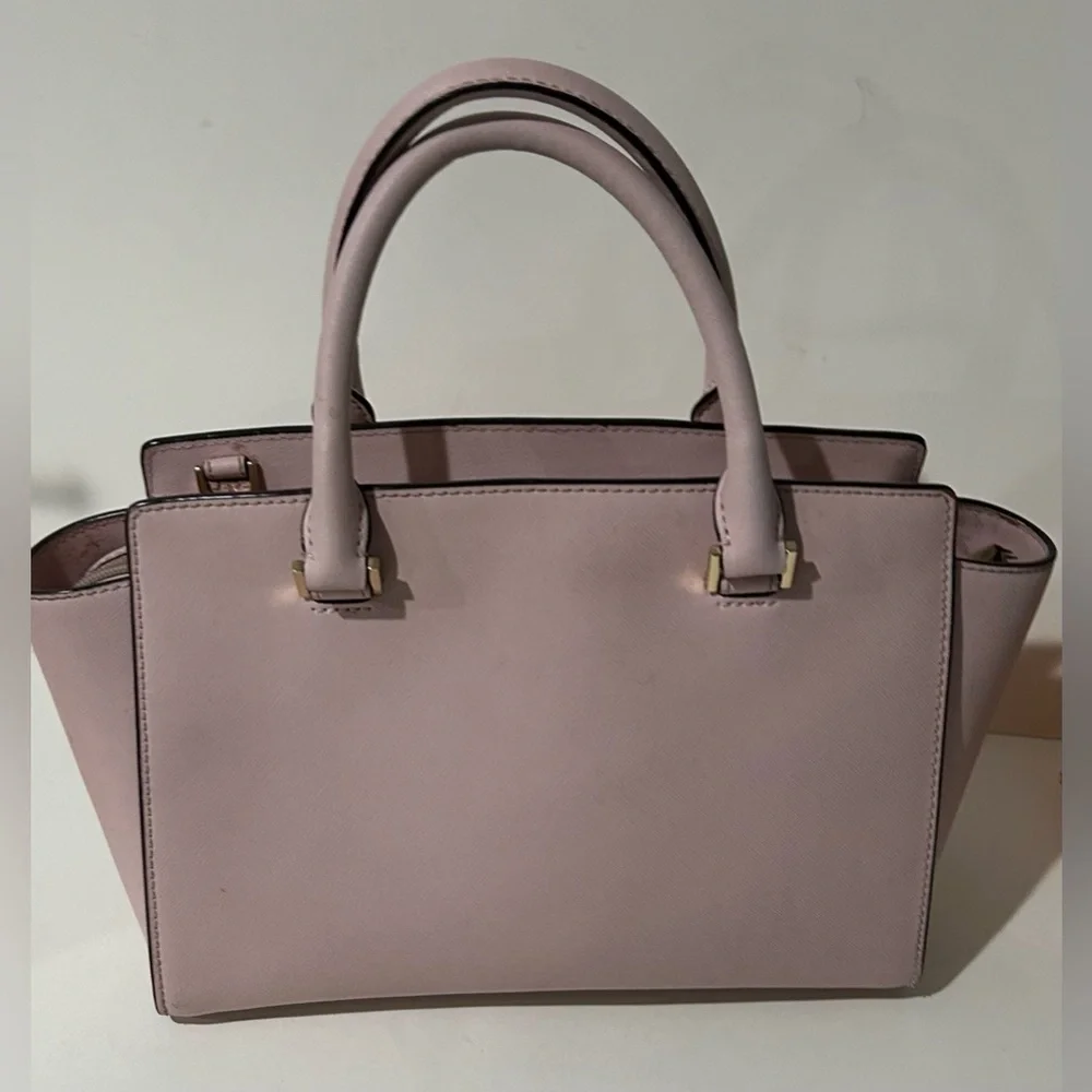Michael Kors Blush Pink Saffiano Leather Satchel Tote Bag Gold Hardware
